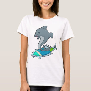Dolpin as Surfer with Surfboard T-Shirt