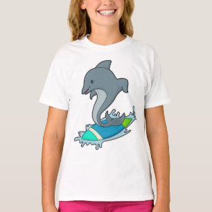 Dolpin as Surfer with Surfboard T-Shirt