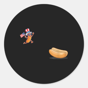 Dom Dive Hotdog Funny Patriotic Hotdog Jumping Classic Round Sticker