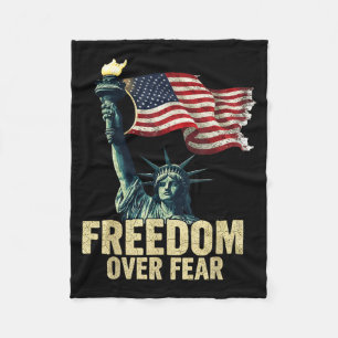 Dom Over Fear Statue Of Liberty Flag Graphic Fleece Blanket