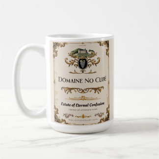 Domaine No Clué – Parody Wine Label Mug