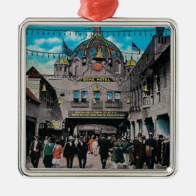 Dome Hotel from Ocean Park Pier Metal Ornament (Front)