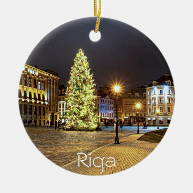 Dome Square with Christmas tree in Riga Ceramic Ornament (Front)