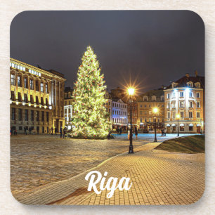 Dome Square with Christmas tree in Riga Coaster