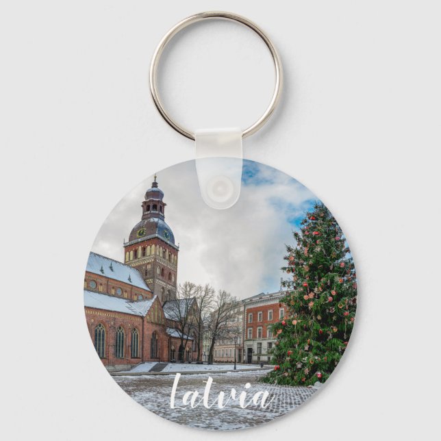 Dome square with Christmas tree in Riga Keychain (Front)