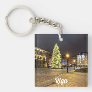 Dome Square with Christmas tree in Riga Keychain