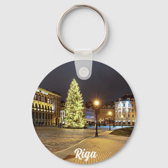 Dome Square with Christmas tree in Riga Keychain (Front)