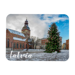 Dome square with Christmas tree in Riga Magnet