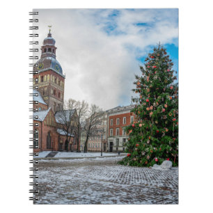 Dome square with Christmas tree in Riga Notebook