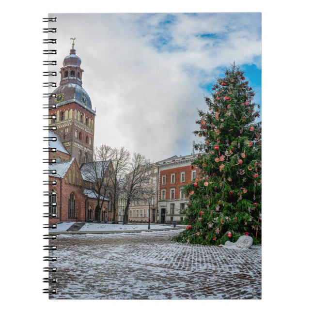 Dome square with Christmas tree in Riga Notebook (Front)