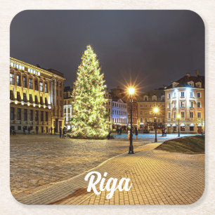 Dome Square with Christmas tree in Riga Paper Coaster