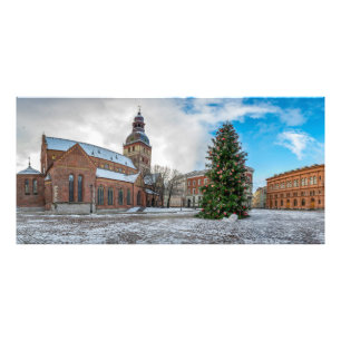 Dome square with Christmas tree in Riga Photo Print