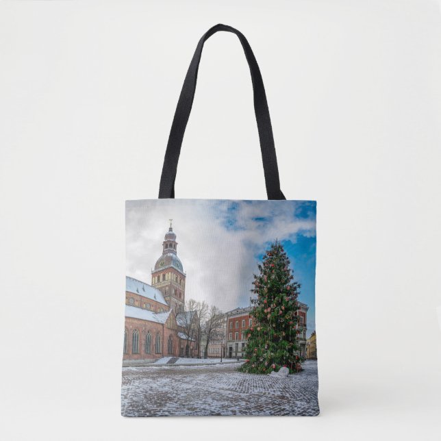 Dome square with Christmas tree in Riga Tote Bag (Front)