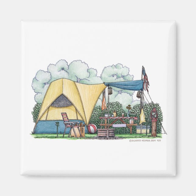 Dome Tent Camper Camping Magnets (Front)