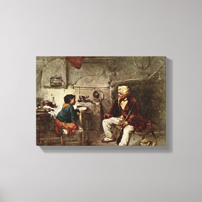 Domenico Induno - the hunter it Il cacciatore Canvas Print (Front)