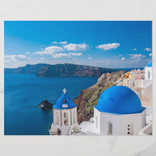 Domes bleus de Santorin Papier à papier à scandale