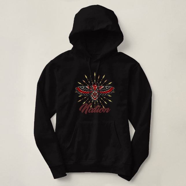 Domestic American Amerindian drawing redtail flyin Hoodie (Design Front)
