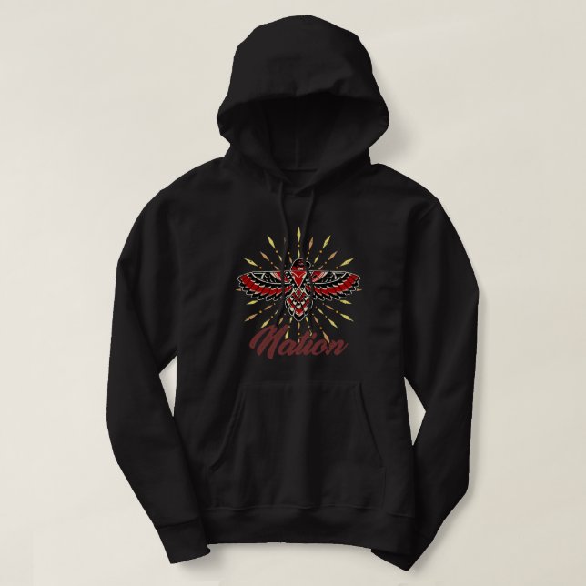 Domestic American Amerindian drawing redtail flyin Hoodie (Design Front)