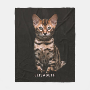 Domestic Cat Kitten Leopard Spots Personalized Fleece Blanket