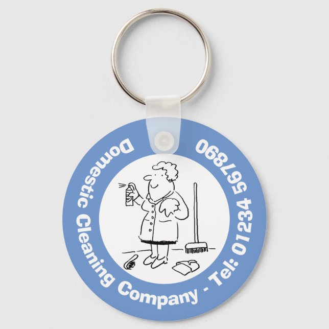 Domestic Cleaners & Cleaning. Keychain (Front)