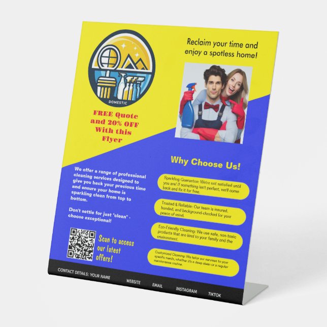 ⭐️Domestic Cleaning Business Sign Template EDIT (Front)