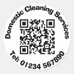 Domestic Cleaning & House Cleaners with QR Code Cl Classic Round Sticker