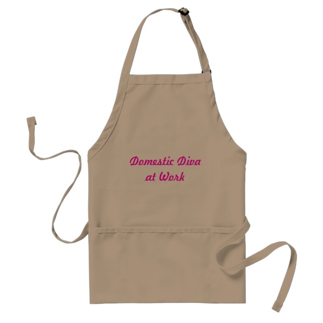 Domestic Diva at Work Khaki and Pink Apron (Front)
