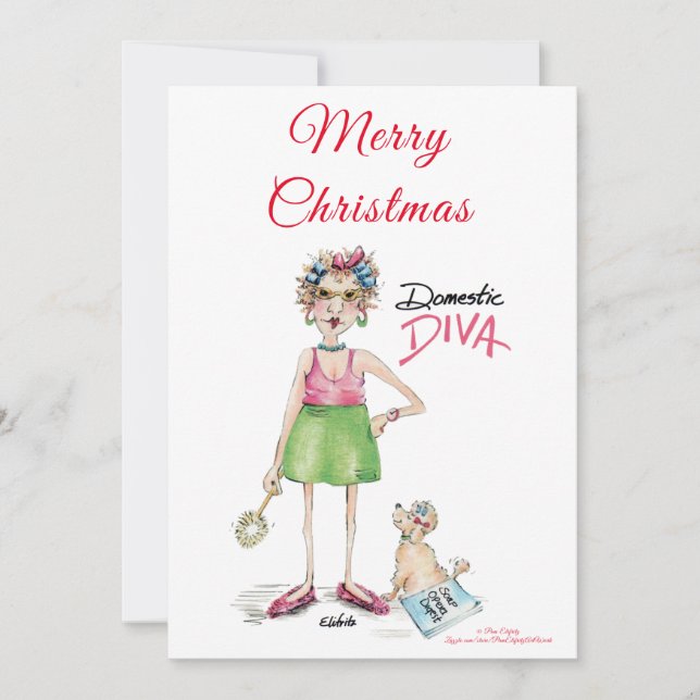Domestic Diva, Happy Holiday Wishes Caricature  (Front)
