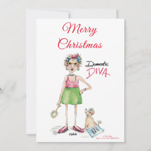 Domestic Diva, Happy Holiday Wishes Caricature  Card