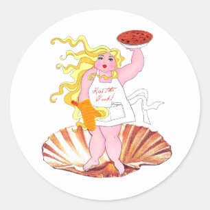 "Domestic Goddess" - Kiss the Cook! Classic Round  Sticker