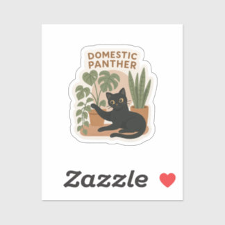 Domestic Panther Sticker | Black Cat with Housepla