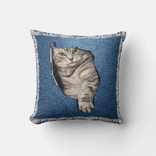 Domestic Tabby- kitten Throw Pillow