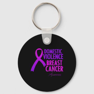 Domestic Violence And Breast Cancer Awareness Mont Keychain