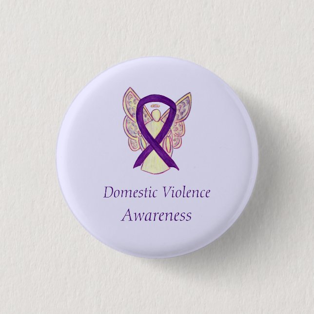 Domestic Violence Awareness Angel Ribbon Pin (Front)