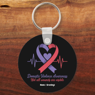 Domestic Violence Awareness Not All Wounds Visible Keychain