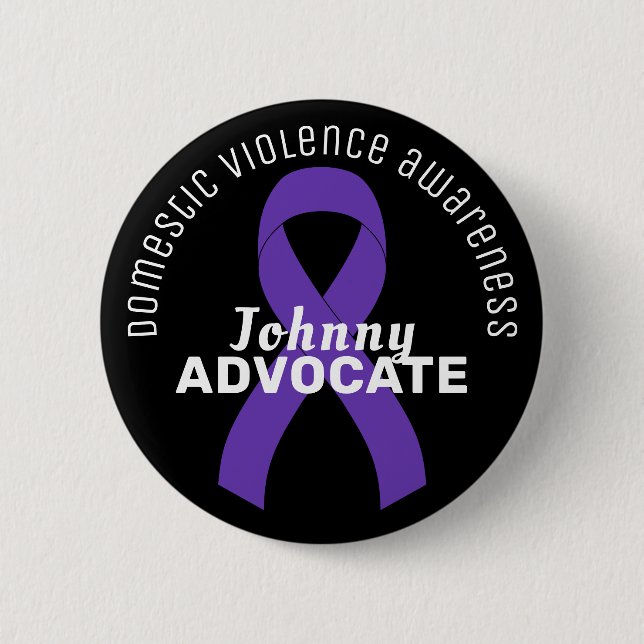 Domestic Violence Awareness Ribbon Black Button (Front)