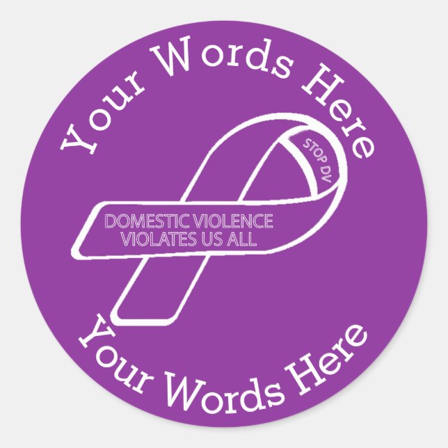 Domestic Violence Awareness Ribbon Custom Classic Round Sticker (Front)