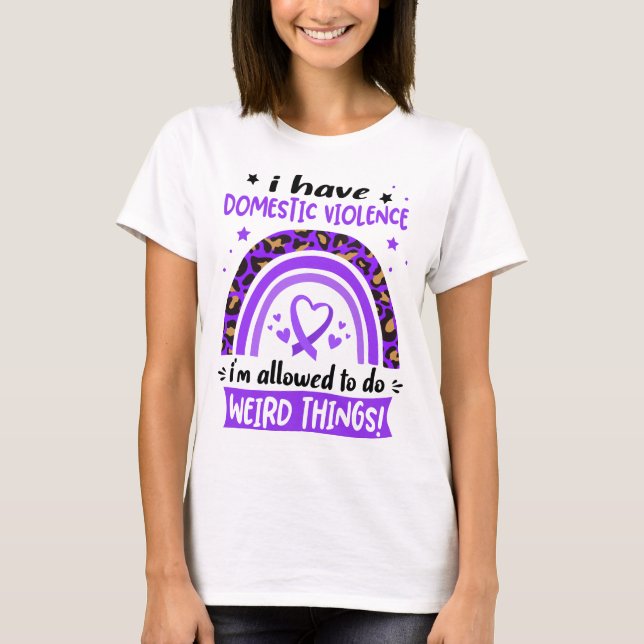 Domestic Violence Awareness Ribbon Support Gifts T-Shirt (Front)