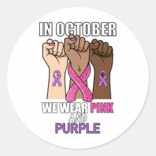 Domestic Violence Breast Cancer Awareness Month Ri Classic Round Sticker