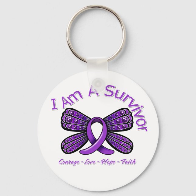 Domestic Violence Butterfly I Am A Survivor Keychain (Front)