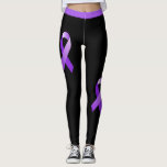 Domestic Violence DV Awareness Purple Ribbon Leggings<br><div class="desc">This design was created through digital art. It may be personalized by clicking the customize button and changing the colour, adding a name, initials or your favourite words. Contact me at colorflowcreations@gmail.com if you with to have this design on another product. Purchase my original abstract acrylic painting for sale at...</div>