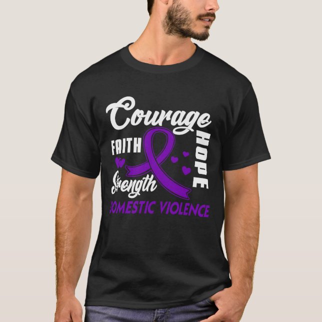 Domestic Violence  Hope Cure Purple Ribbon Gifts T-Shirt (Front)