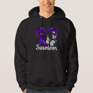 Domestic Violence Survivor purple heart butterflie Hoodie