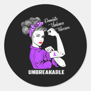 Domestic Violence Warrior Unbreakable Awareness Gi Classic Round Sticker