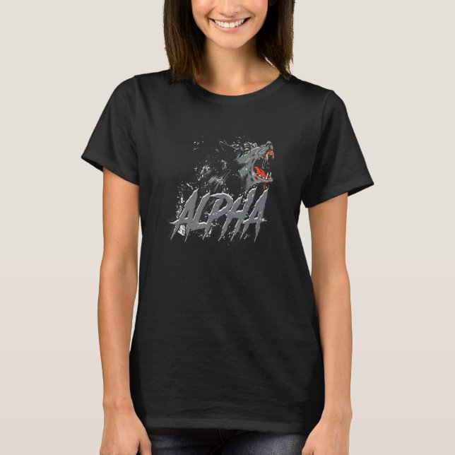 Dominant Predator Alpha Scary Wolf Face  Wild Anim T-Shirt (Front)