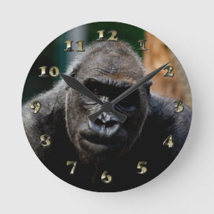 Dominant Primate Gorilla Ape Round Clock