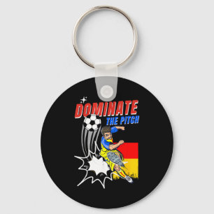 Dominate The Pitch Soccer Player Action Germany Fl Keychain
