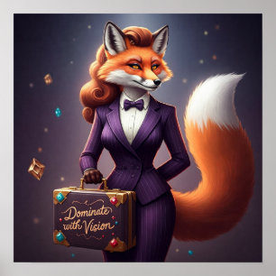 Dominate with Vision - Femme Fox Power Poster