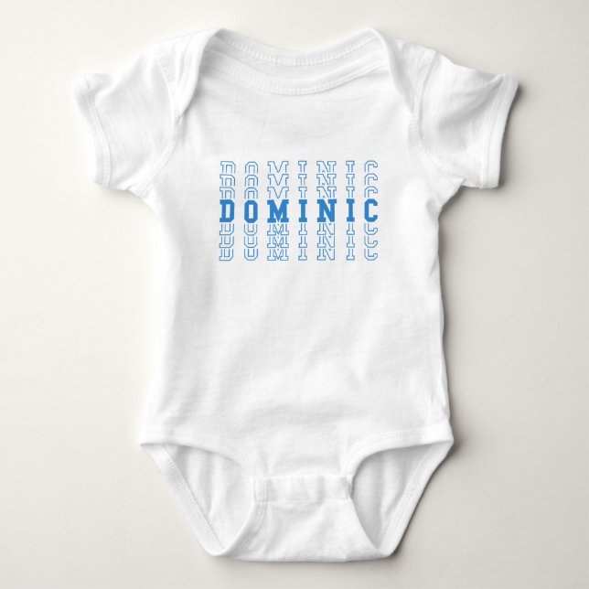 Dominic Blue Personalized Repeat Name Baby Bodysuit (Front)