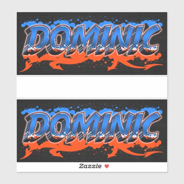 Dominic First Name Graffiti Sticker (Sheet)